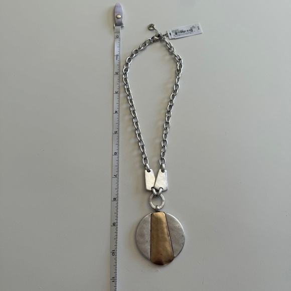 THE SAK- Two Tone-Gold & Silver-Distressed-Statement-Necklace-NWT - Picture 10 of 11